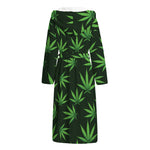 Pot Leaf Pattern Print Hooded Bathrobe