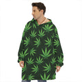 Pot Leaf Pattern Print Hoodie Blanket