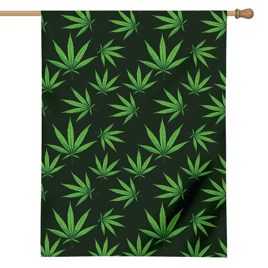 Pot Leaf Pattern Print House Flag