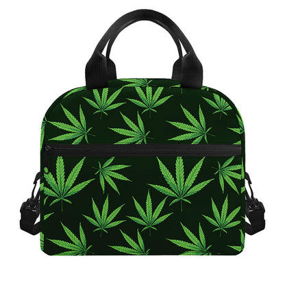 Pot Leaf Pattern Print Insulated Lunch Bag