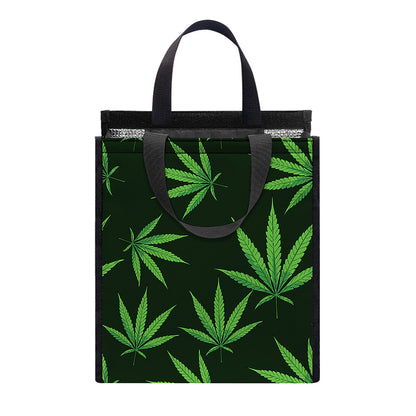 Pot Leaf Pattern Print Insulated Lunch Tote