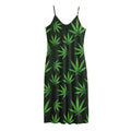 Pot Leaf Pattern Print Jersey Midi Cami Dress