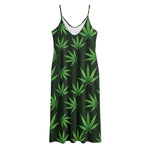 Pot Leaf Pattern Print Jersey Midi Cami Dress