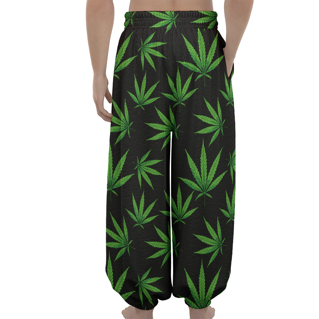 Pot Leaf Pattern Print Lantern Pants