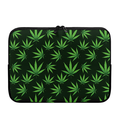 Pot Leaf Pattern Print Laptop Sleeve