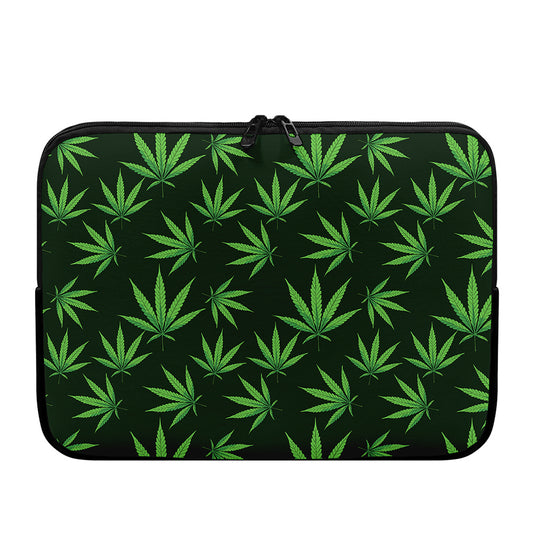 Pot Leaf Pattern Print Laptop Sleeve