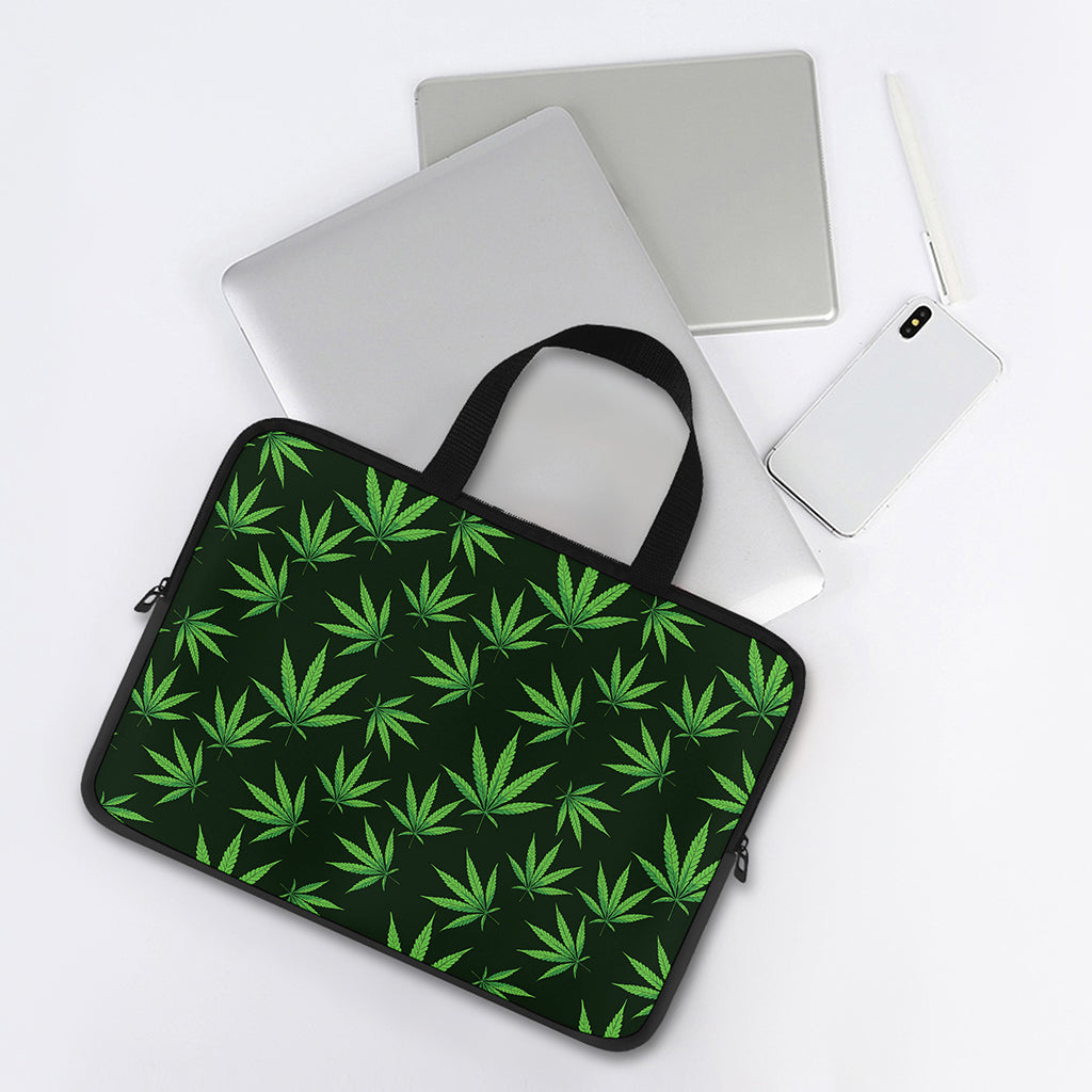 Pot Leaf Pattern Print Laptop Sleeve With Handle