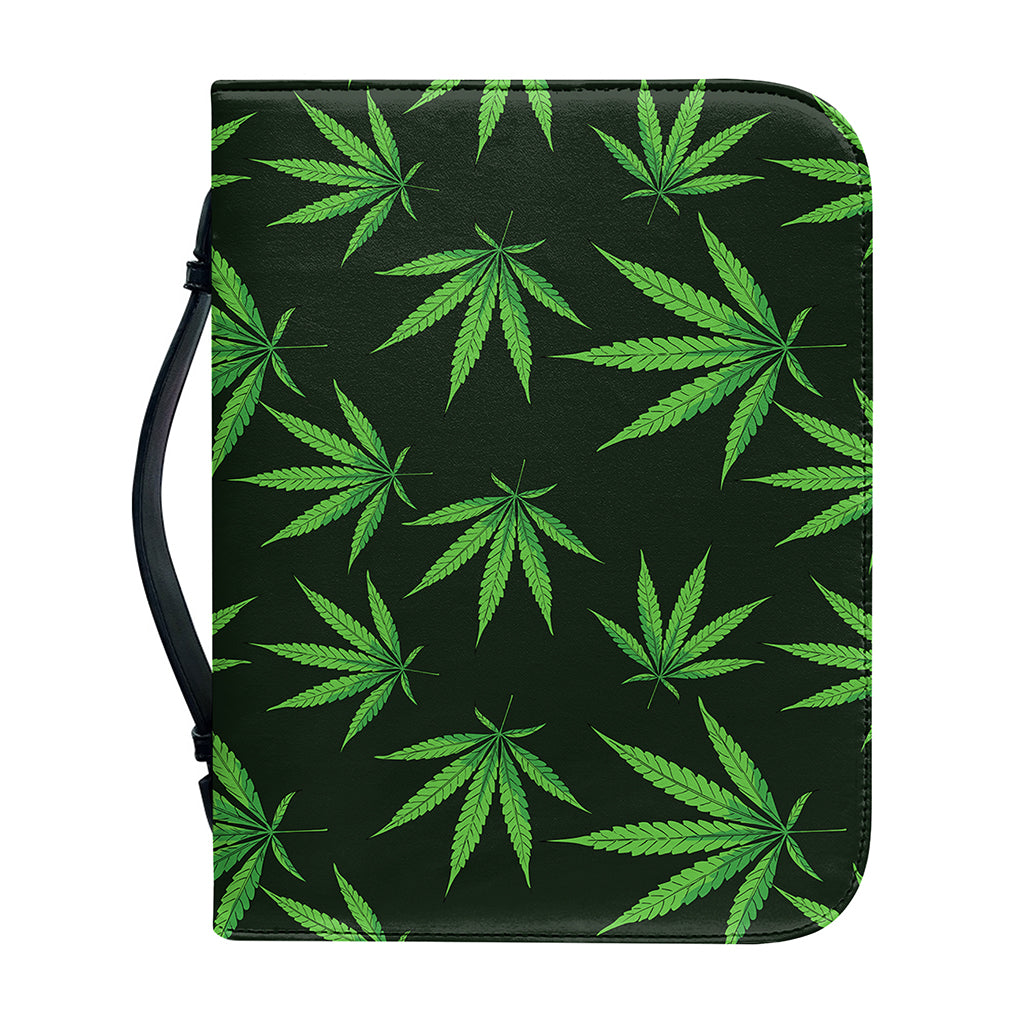 Pot Leaf Pattern Print Leather Bible Cover