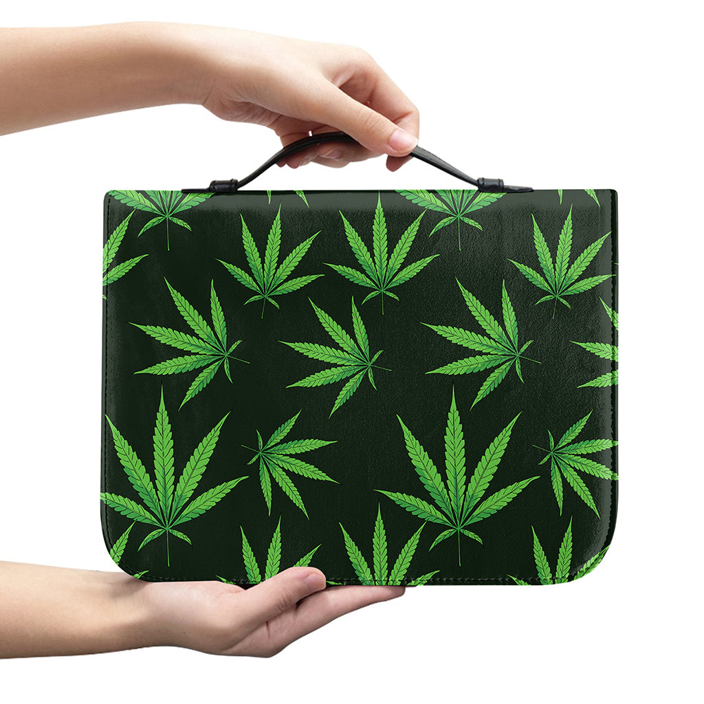 Pot Leaf Pattern Print Leather Bible Cover