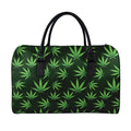 Pot Leaf Pattern Print Leather Duffel Bag