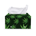 Pot Leaf Pattern Print Leather Tissue Box Cover