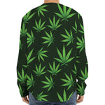 Pot Leaf Pattern Print Long Sleeve Baseball Jersey