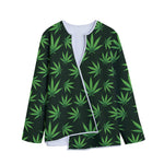 Pot Leaf Pattern Print Long Sleeve Short Coat