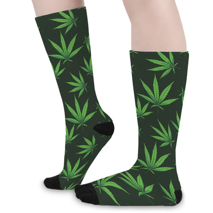 Pot Leaf Pattern Print Long Socks