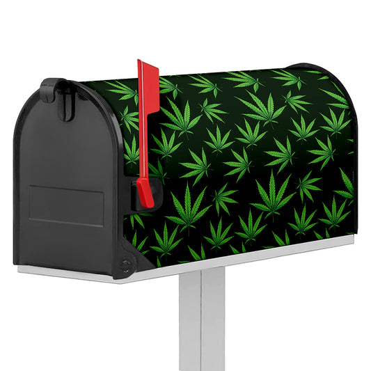 Pot Leaf Pattern Print Mailbox Cover