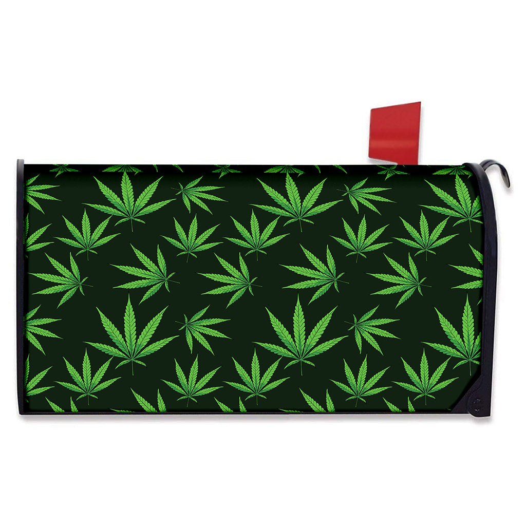 Pot Leaf Pattern Print Mailbox Cover