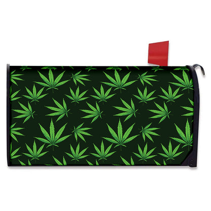 Pot Leaf Pattern Print Mailbox Cover