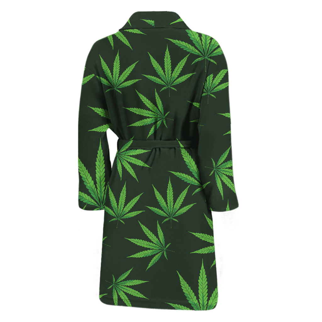 Pot Leaf Pattern Print Men's Bathrobe