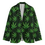 Pot Leaf Pattern Print Men's Blazer