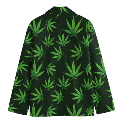 Pot Leaf Pattern Print Men's Blazer
