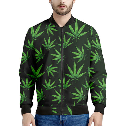 Pot Leaf Pattern Print Men's Bomber Jacket