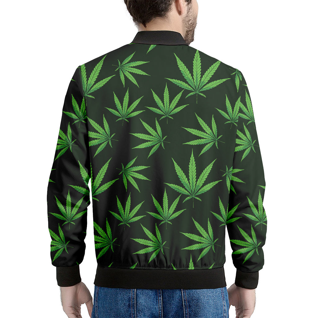 Pot Leaf Pattern Print Men's Bomber Jacket