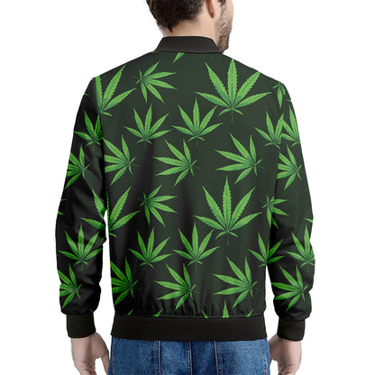 Pot Leaf Pattern Print Men's Bomber Jacket