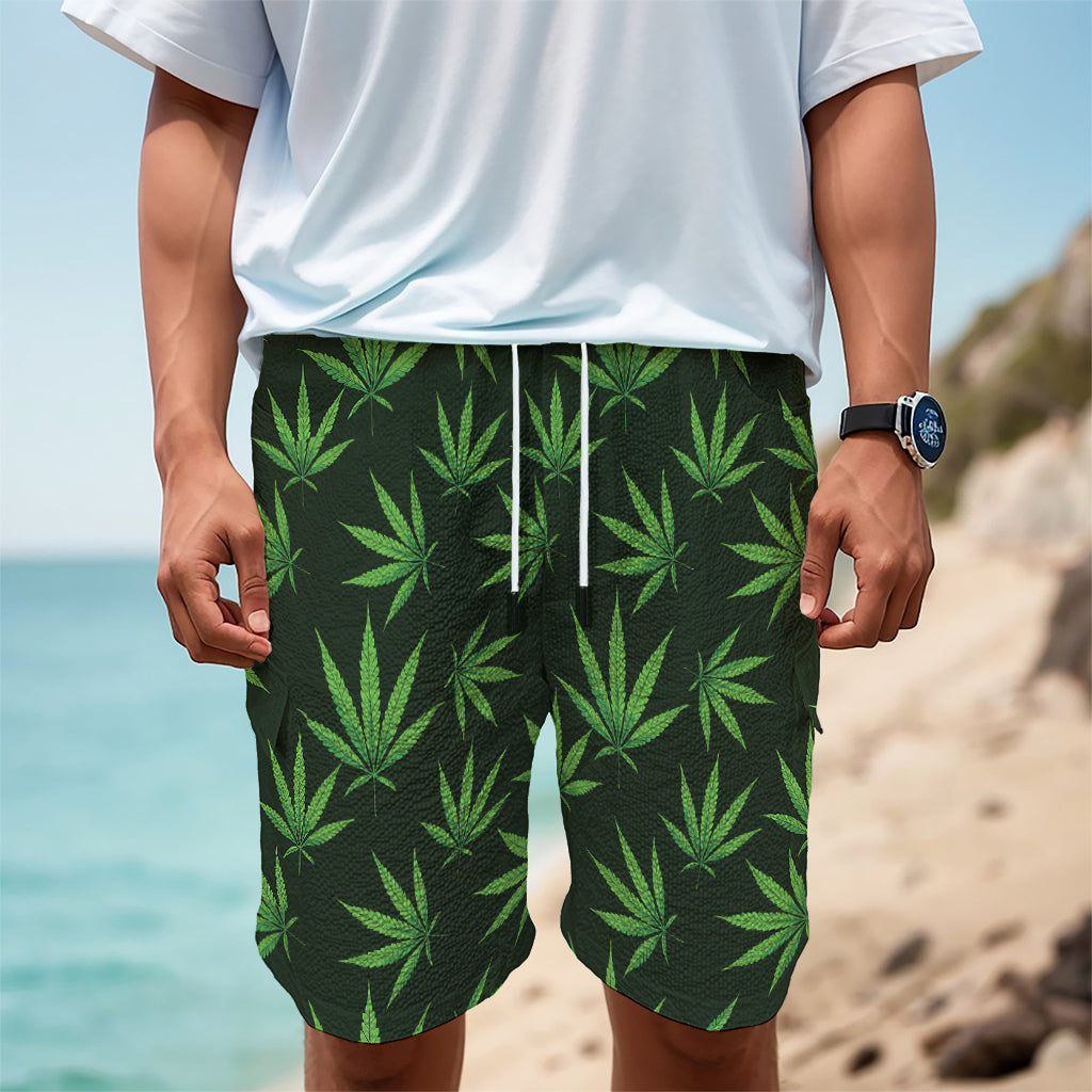 Pot Leaf Pattern Print Men's Cargo Shorts