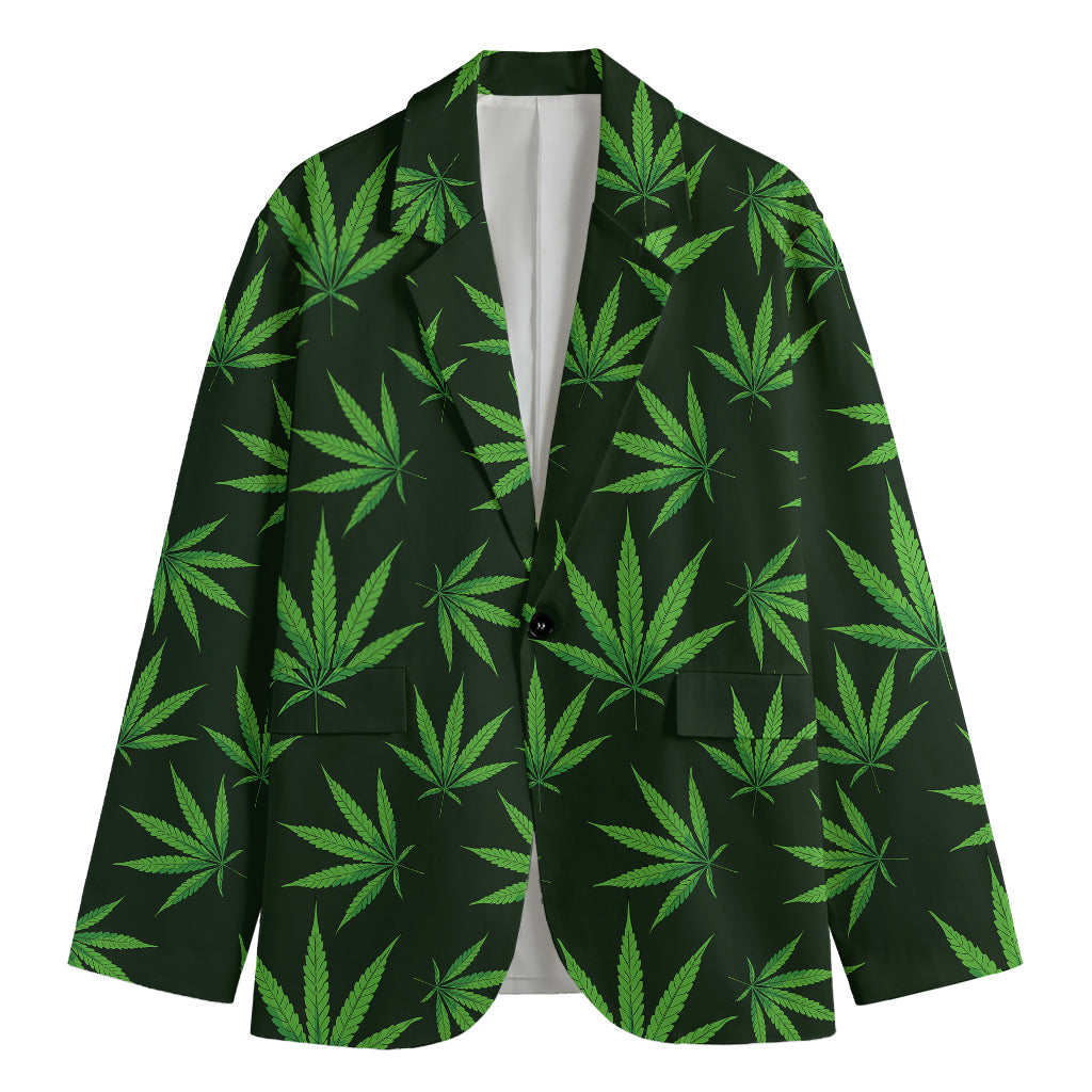Pot Leaf Pattern Print Men's Cotton Blazer