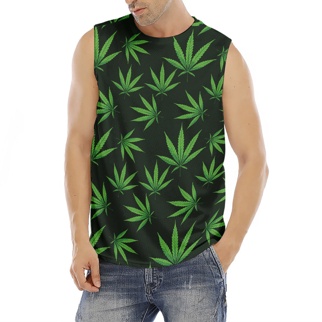 Pot Leaf Pattern Print Men's Fitness Tank Top