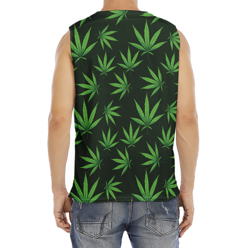 Pot Leaf Pattern Print Men's Fitness Tank Top