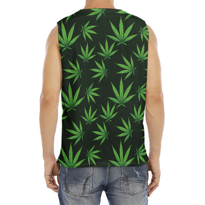 Pot Leaf Pattern Print Men's Fitness Tank Top