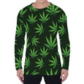 Pot Leaf Pattern Print Men's Long Sleeve T-Shirt