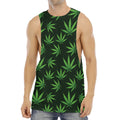 Pot Leaf Pattern Print Men's Muscle Tank Top