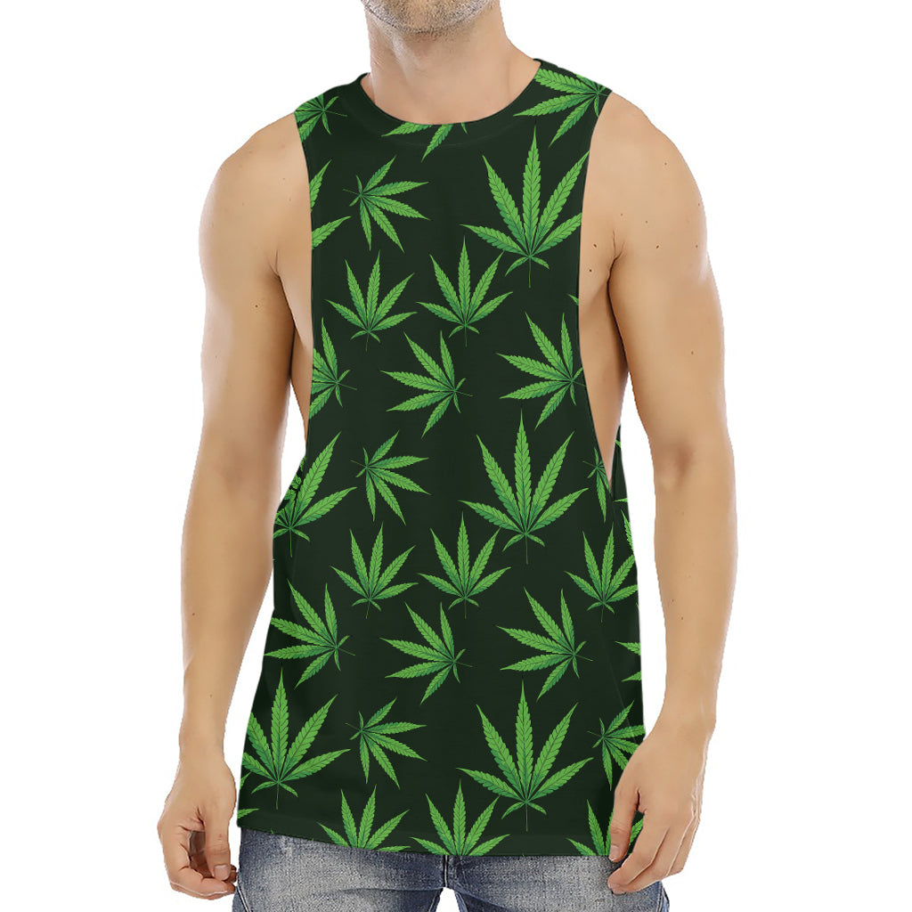 Pot Leaf Pattern Print Men's Muscle Tank Top