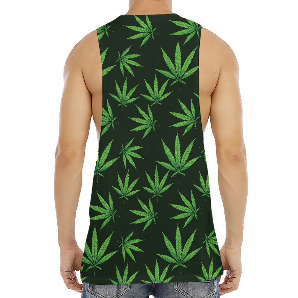 Pot Leaf Pattern Print Men's Muscle Tank Top