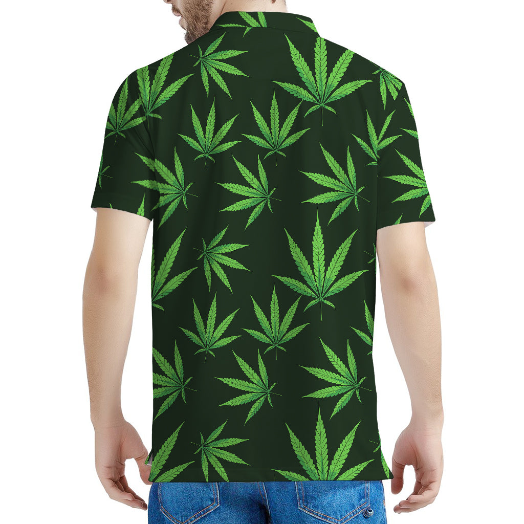Pot Leaf Pattern Print Men's Polo Shirt