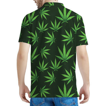 Pot Leaf Pattern Print Men's Polo Shirt