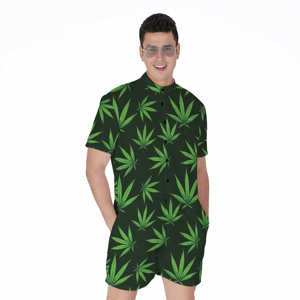Pot Leaf Pattern Print Men's Rompers