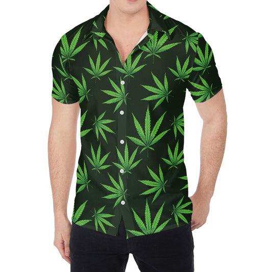Pot Leaf Pattern Print Men's Shirt
