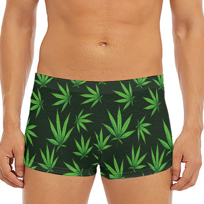 Pot Leaf Pattern Print Men's Short Boxer Briefs