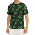 Pot Leaf Pattern Print Men's Short Sleeve Rash Guard