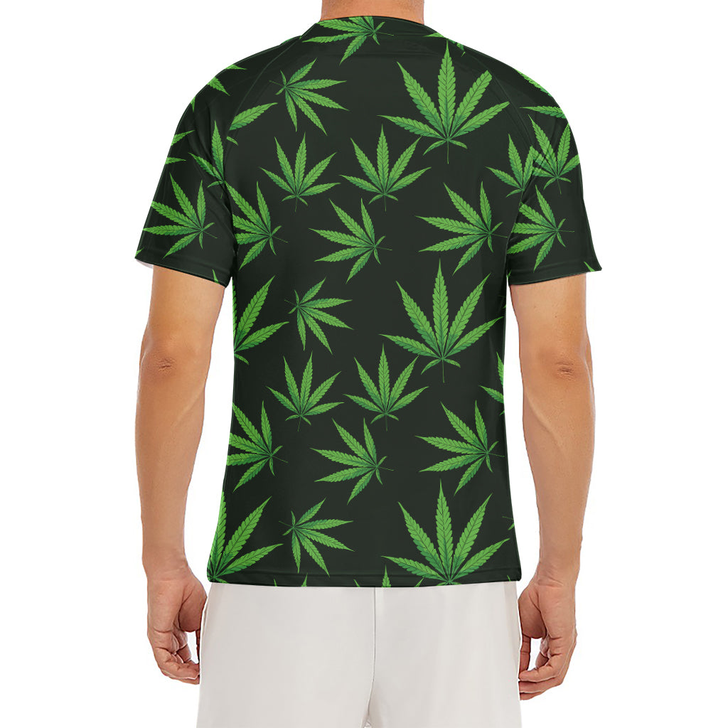 Pot Leaf Pattern Print Men's Short Sleeve Rash Guard