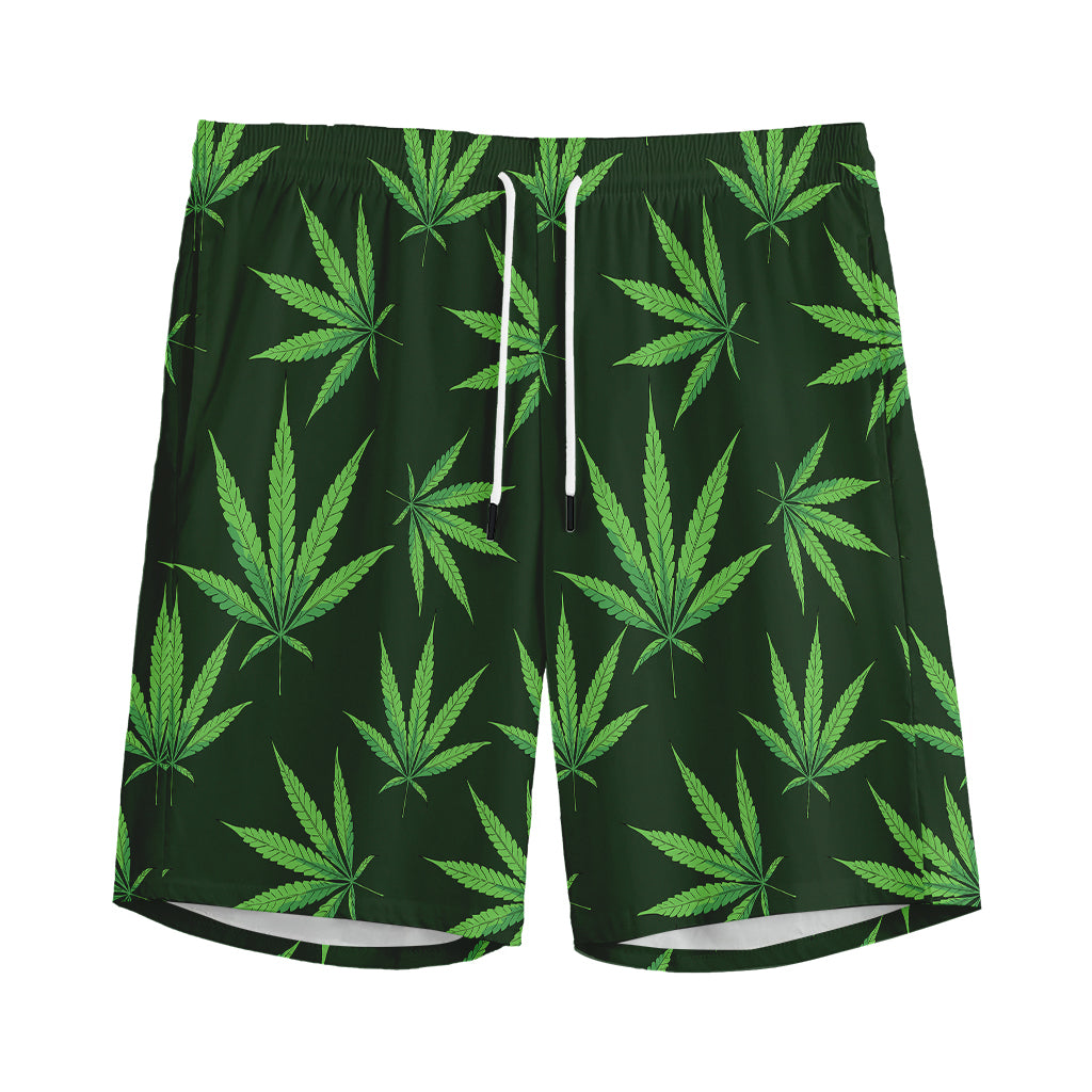 Pot Leaf Pattern Print Men's Sports Shorts