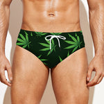 Pot Leaf Pattern Print Men's Swim Briefs