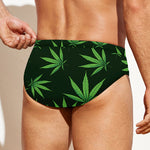 Pot Leaf Pattern Print Men's Swim Briefs