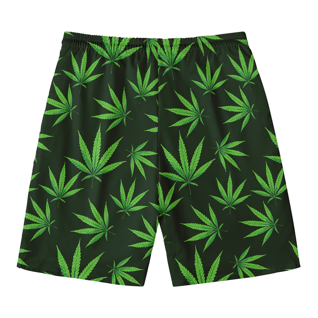 Pot Leaf Pattern Print Men's Swim Trunks