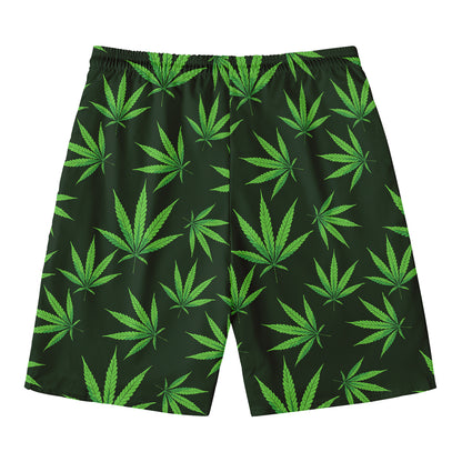 Pot Leaf Pattern Print Men's Swim Trunks