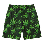 Pot Leaf Pattern Print Men's Swim Trunks