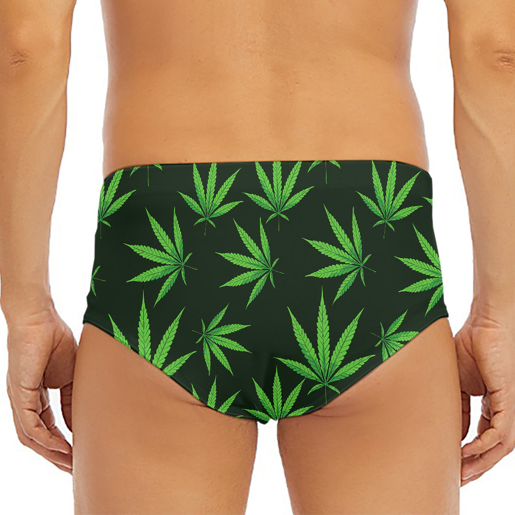Pot Leaf Pattern Print Men's Triangle Swim Briefs